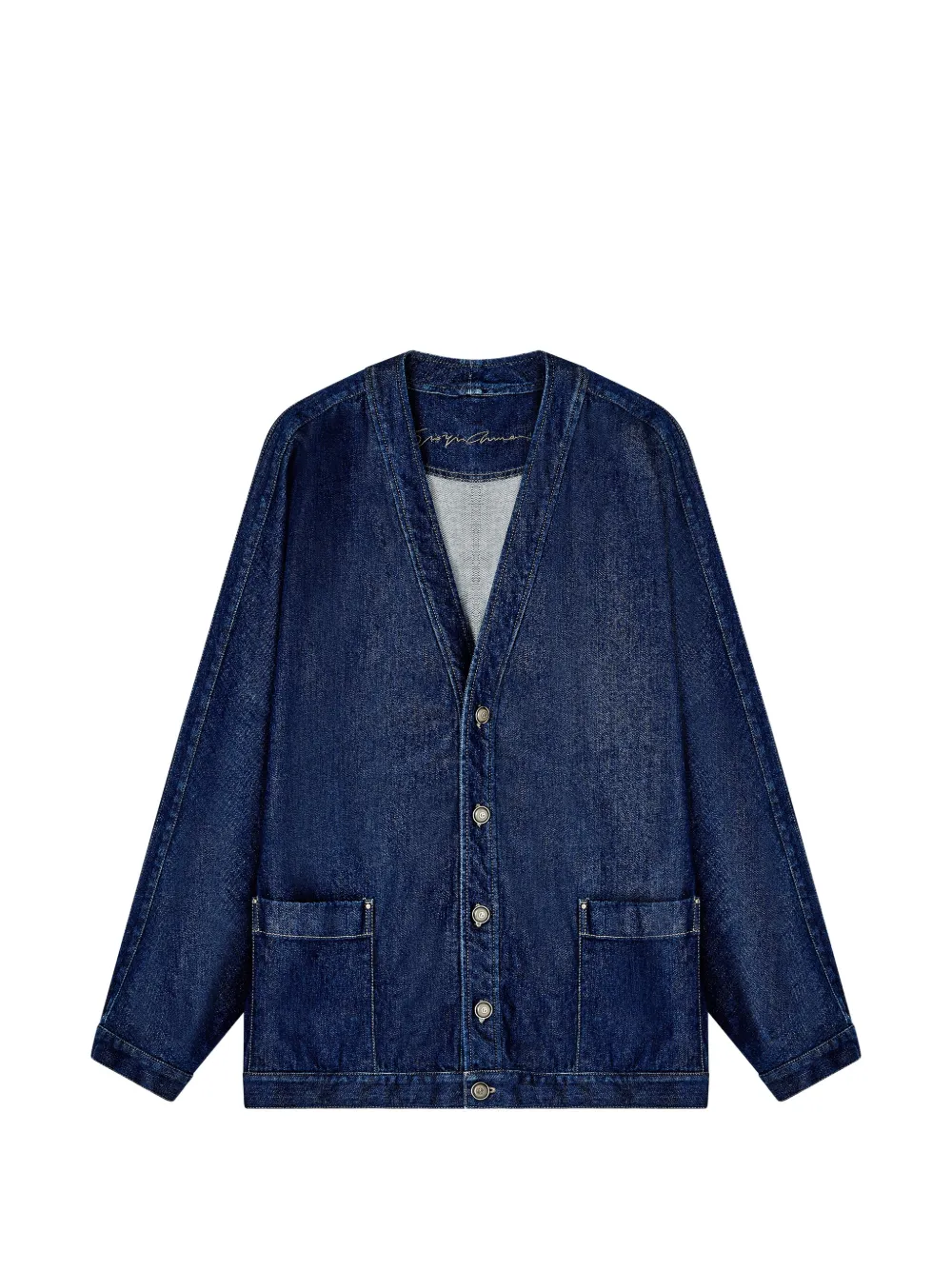 Giorgio Armani Denim jack met zak aan de voorkant Blauw