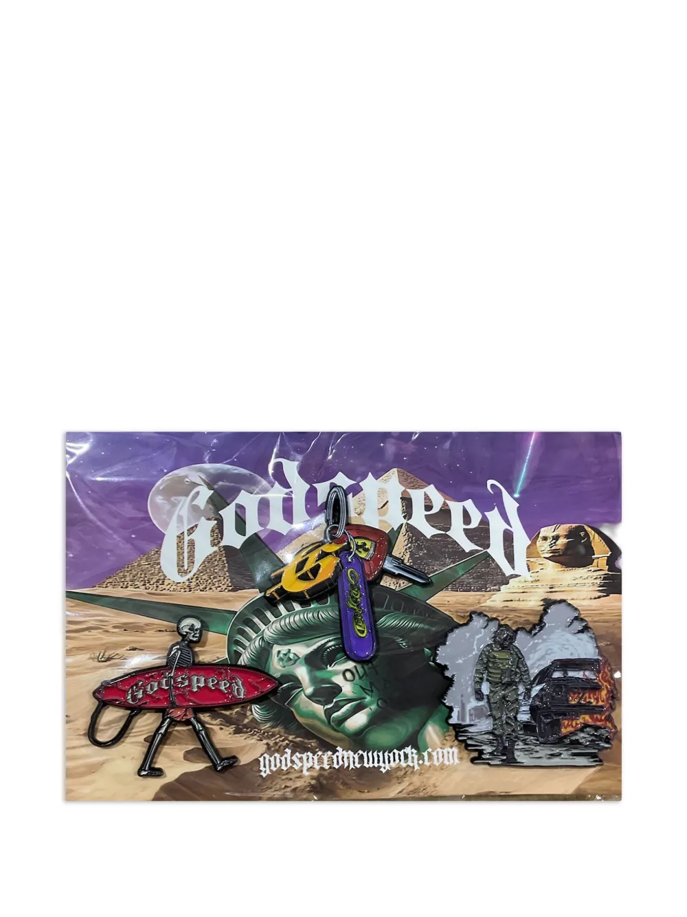 GODSPEED Spille con chiave e teschio (3 pezzi) - Nero