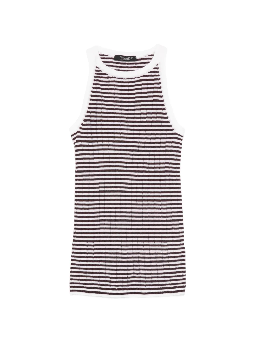 Aragona striped-pattern ribbed top - Bianco