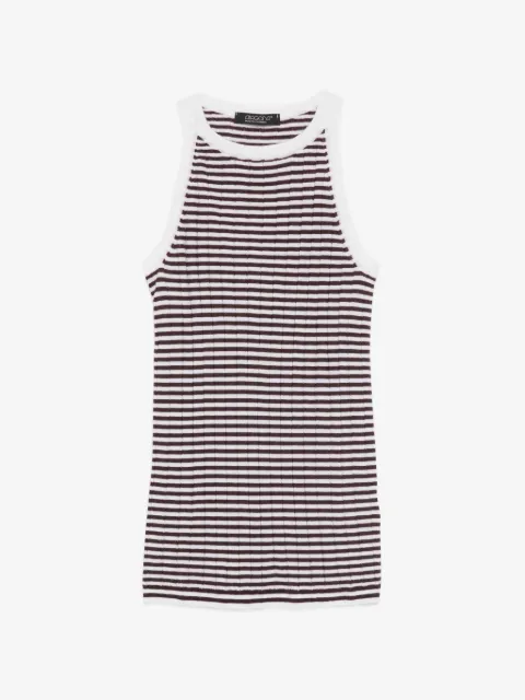 Aragona striped-pattern ribbed top