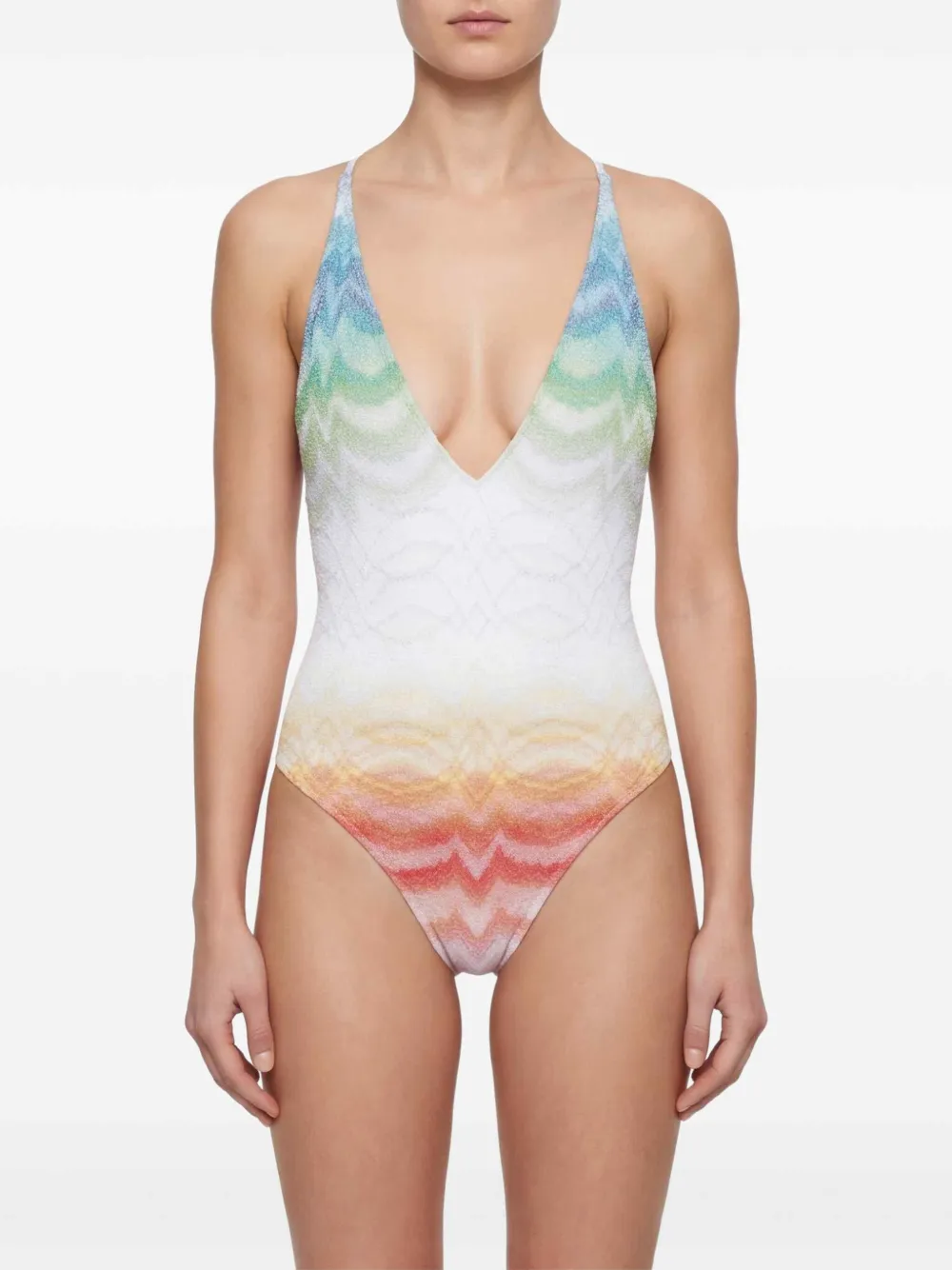 Missoni Badpak met gekruiste bandjes en chevron streep Blauw