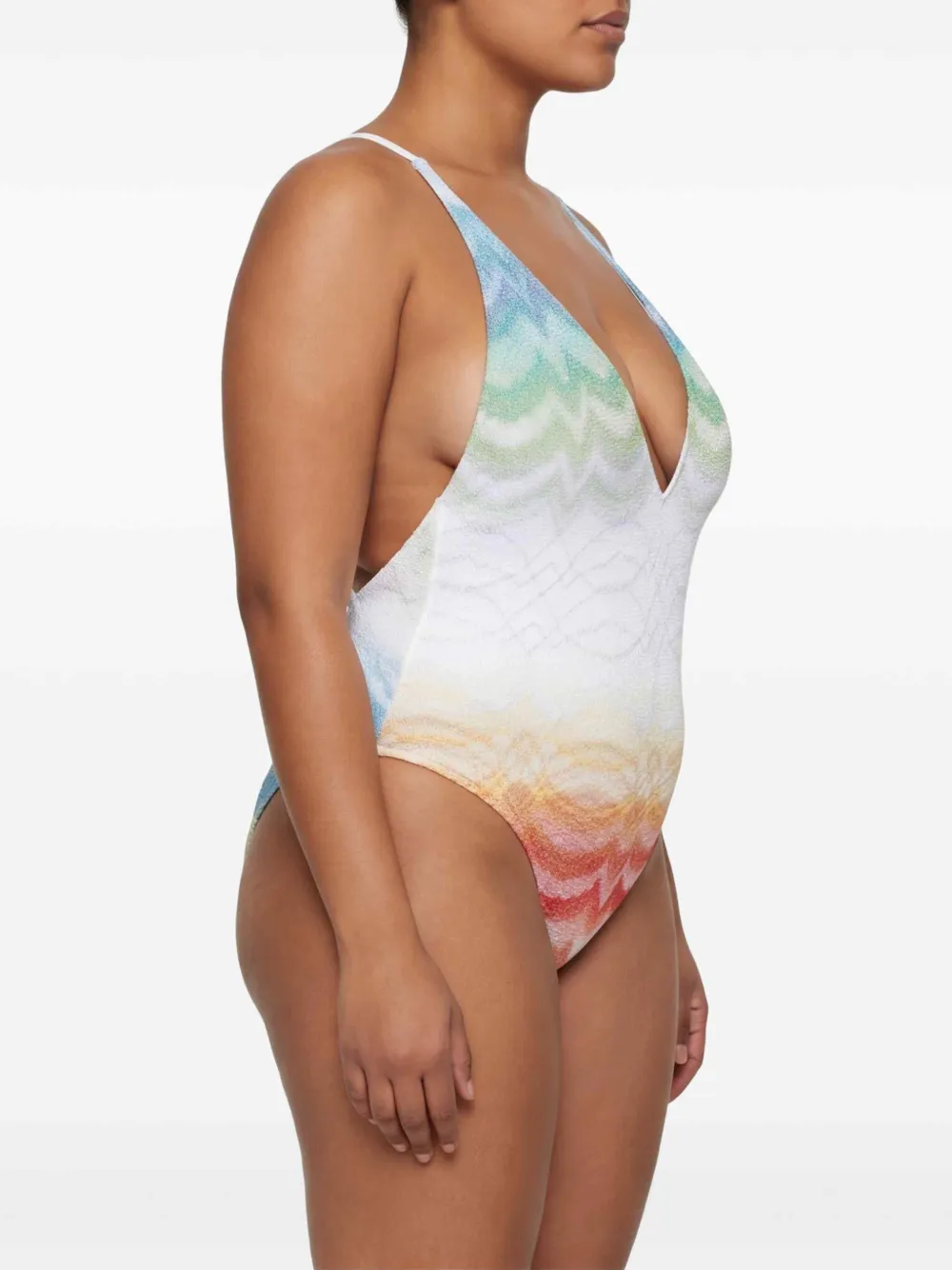 Missoni Badpak met gekruiste bandjes en chevron streep Blauw