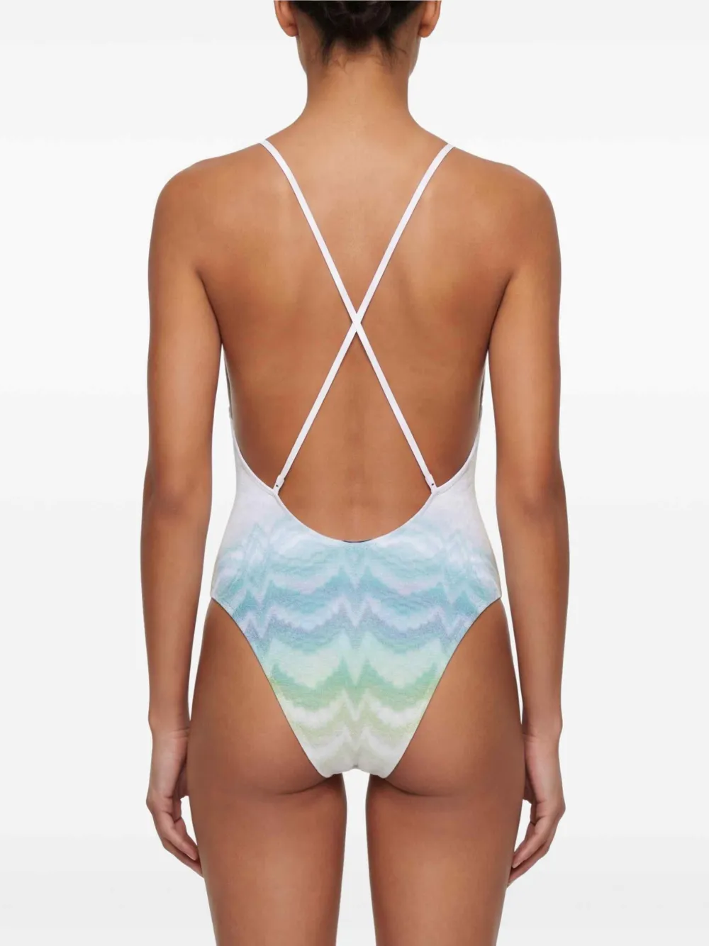 Missoni Badpak met gekruiste bandjes en chevron streep Blauw