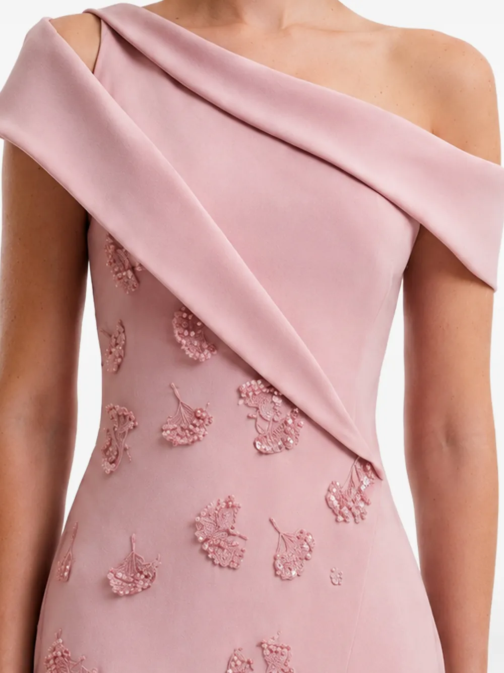 Gemy Maalouf Asymmetrische avondjurk met applicatie Roze