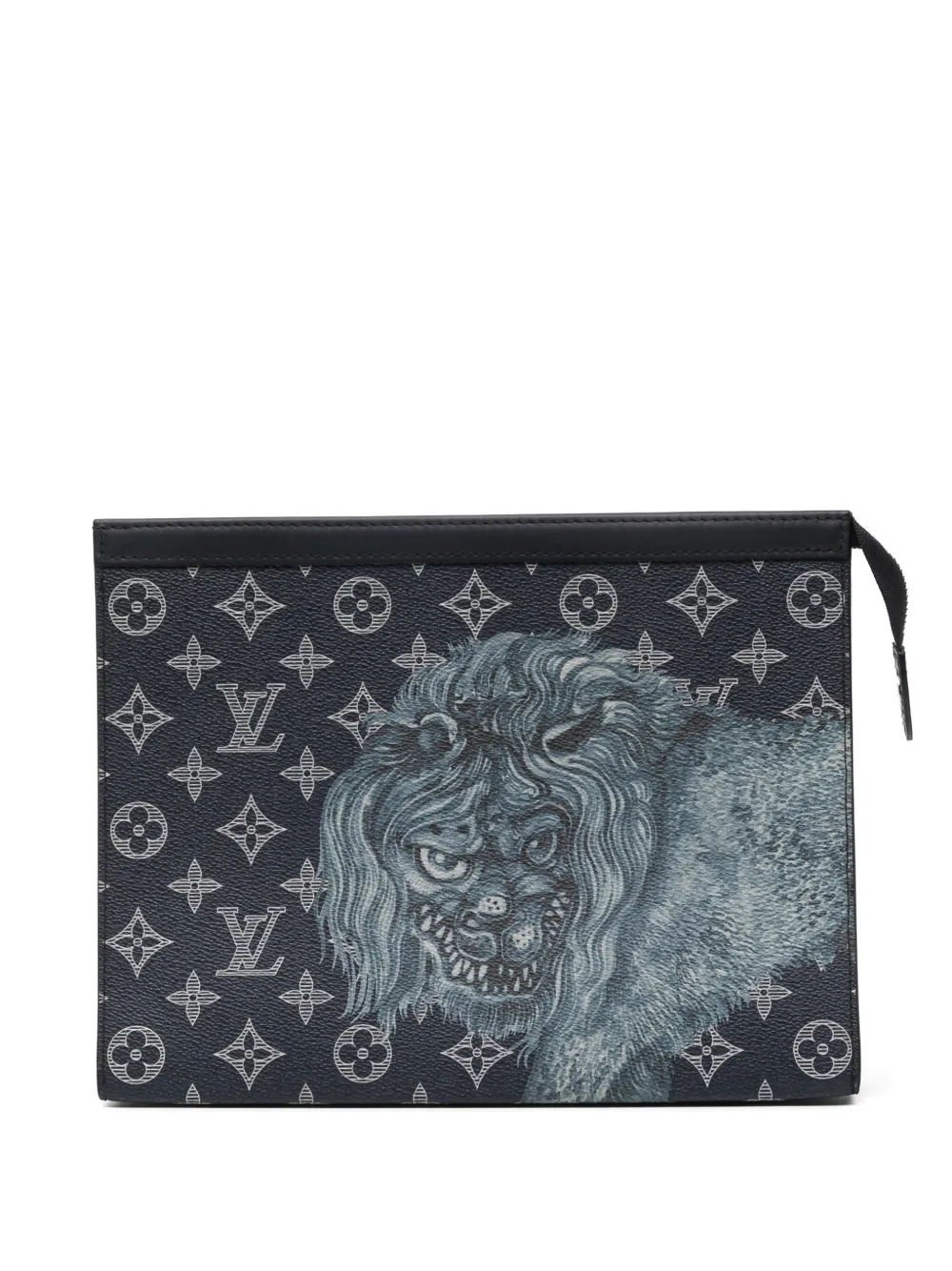 Louis Vuitton Pre-Owned Clutch Voyage Lion in tela - Nero