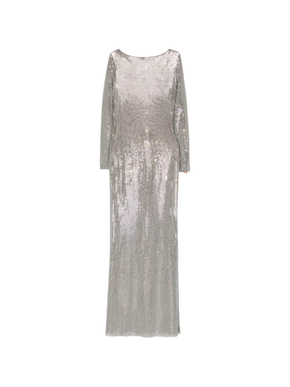 Self-Portrait long-sleeve embellished maxi dress - Argento