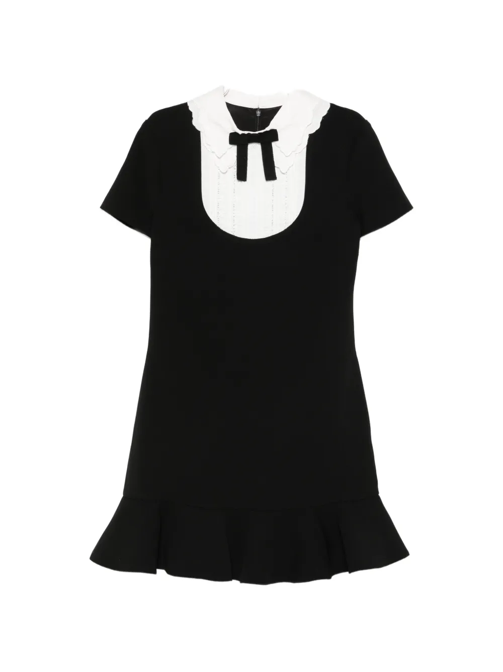 Self-Portrait ruffled bow-embellishment mini dress - Nero