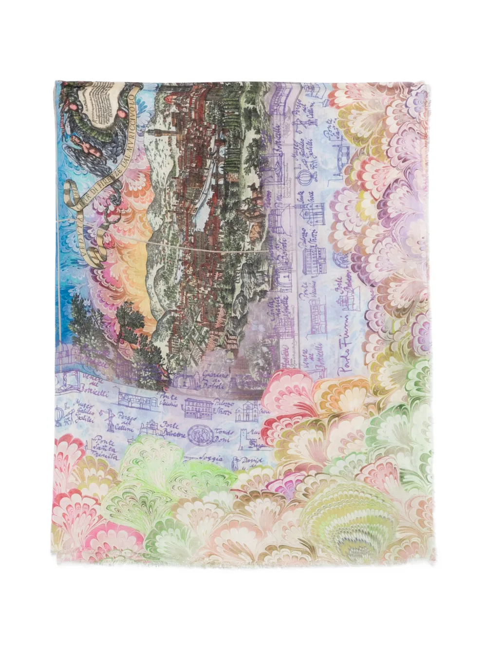 Faliero Sarti x Paolo Fiumi Fiorentina printed scarf - Blu