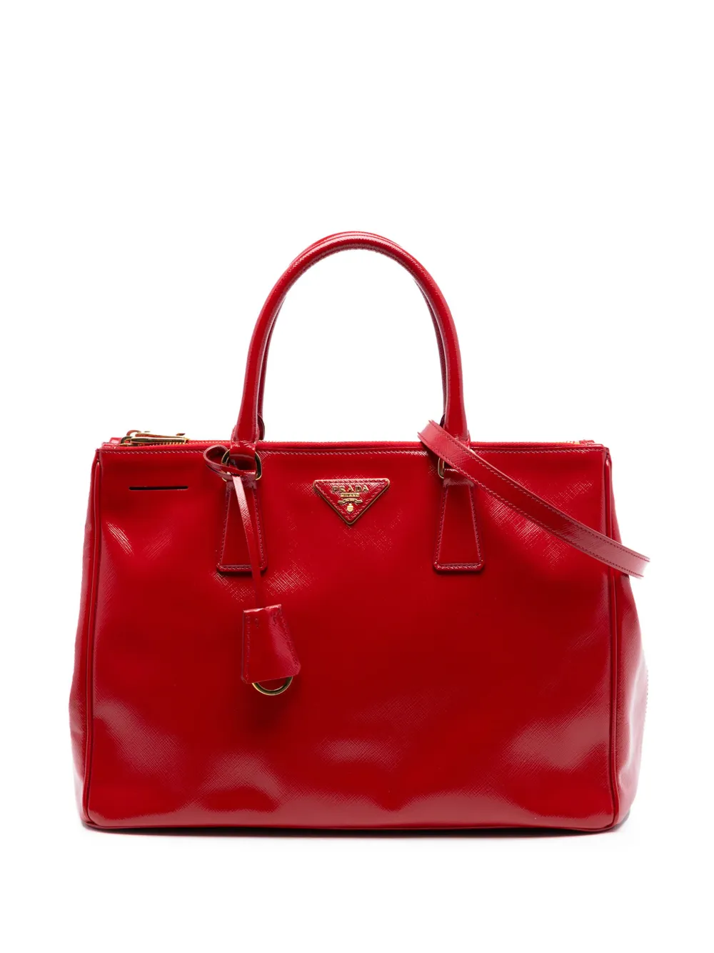 Prada Pre-Owned 2010-2025 Medium Saffiano Vernice Galleria Double Zip satchel - Rosso