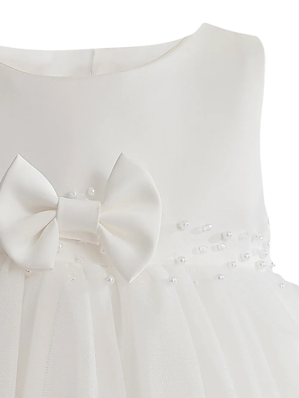 Tulleen Ovarelle avondjurk met strikdetail Beige