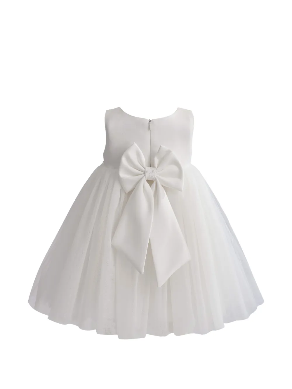Tulleen Ovarelle avondjurk met strikdetail Beige