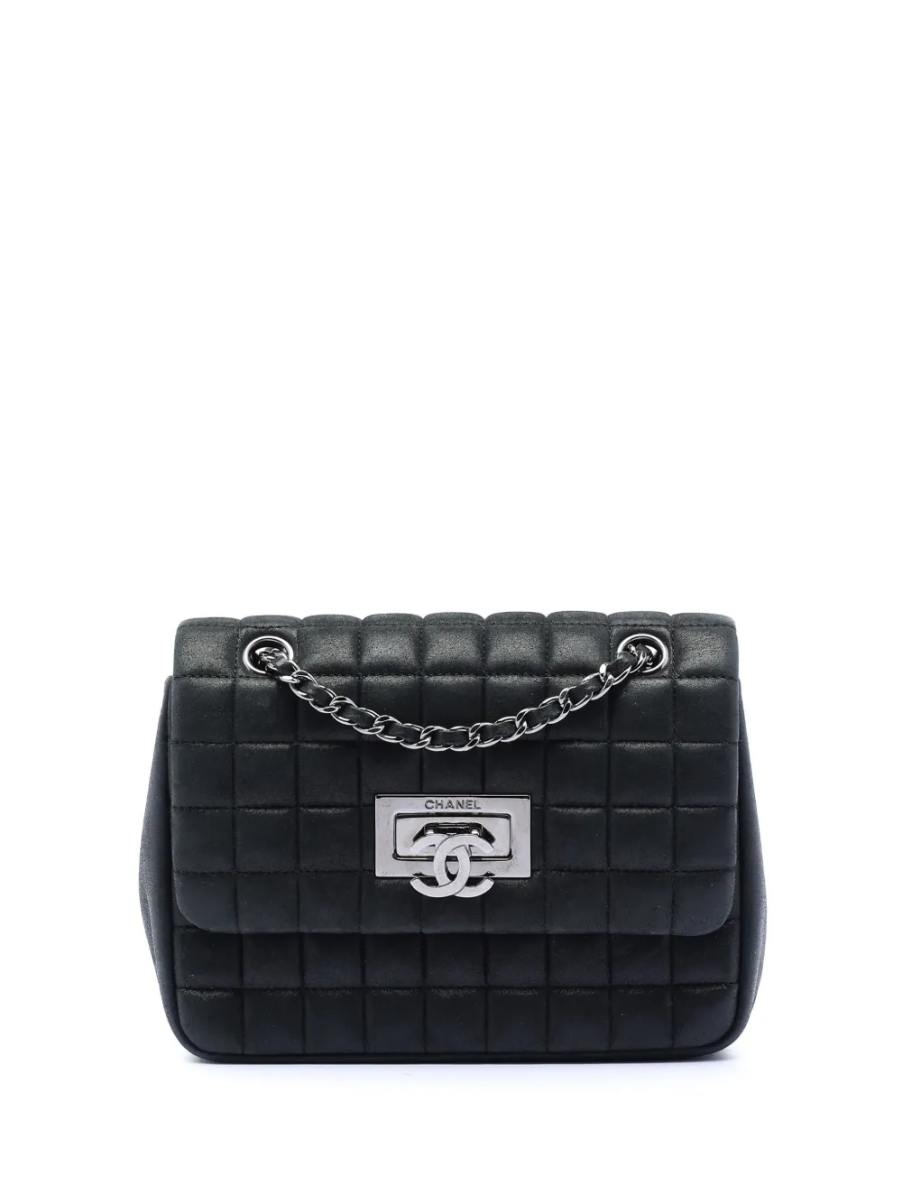CHANEL Pre-Owned 2014-2015 Mini Chocolate Bar Iridescent Calfskin Bubble Flap shoulder bag - Nero