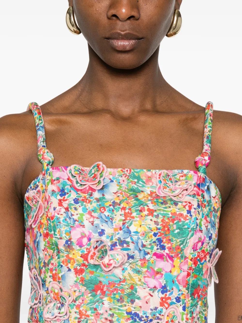 FARM Rio Cropped top met vlinder-applicatie Groen