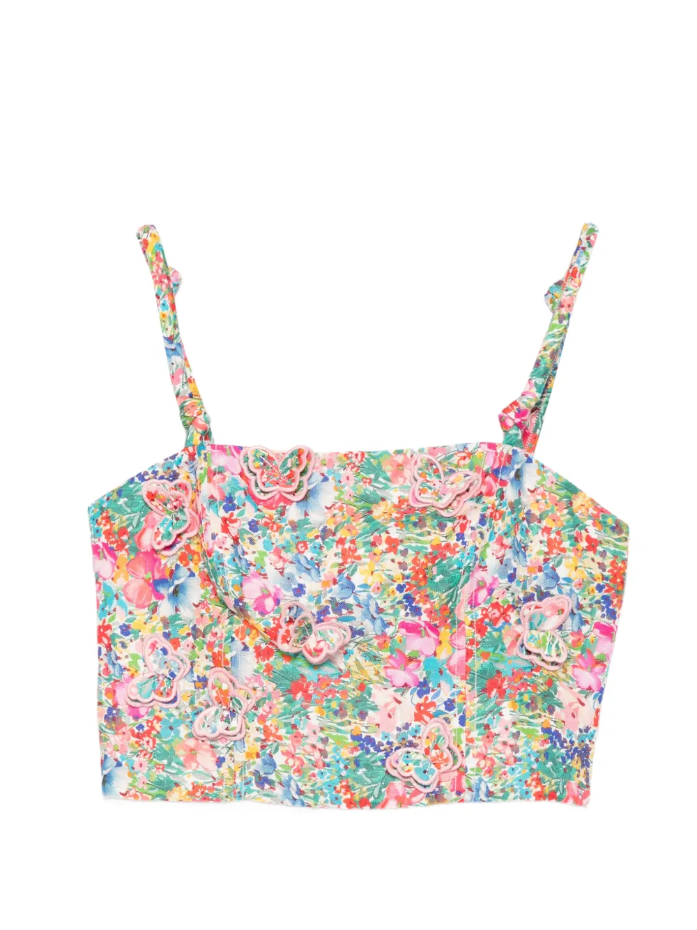 FARM Rio butterfly-appliquéd crop top - Verde