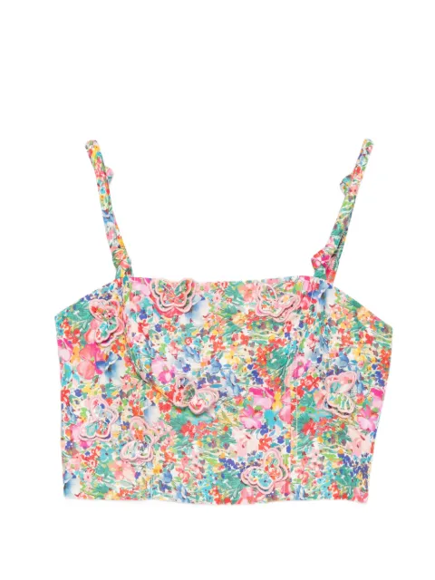 FARM Rio butterfly-appliquéd crop top