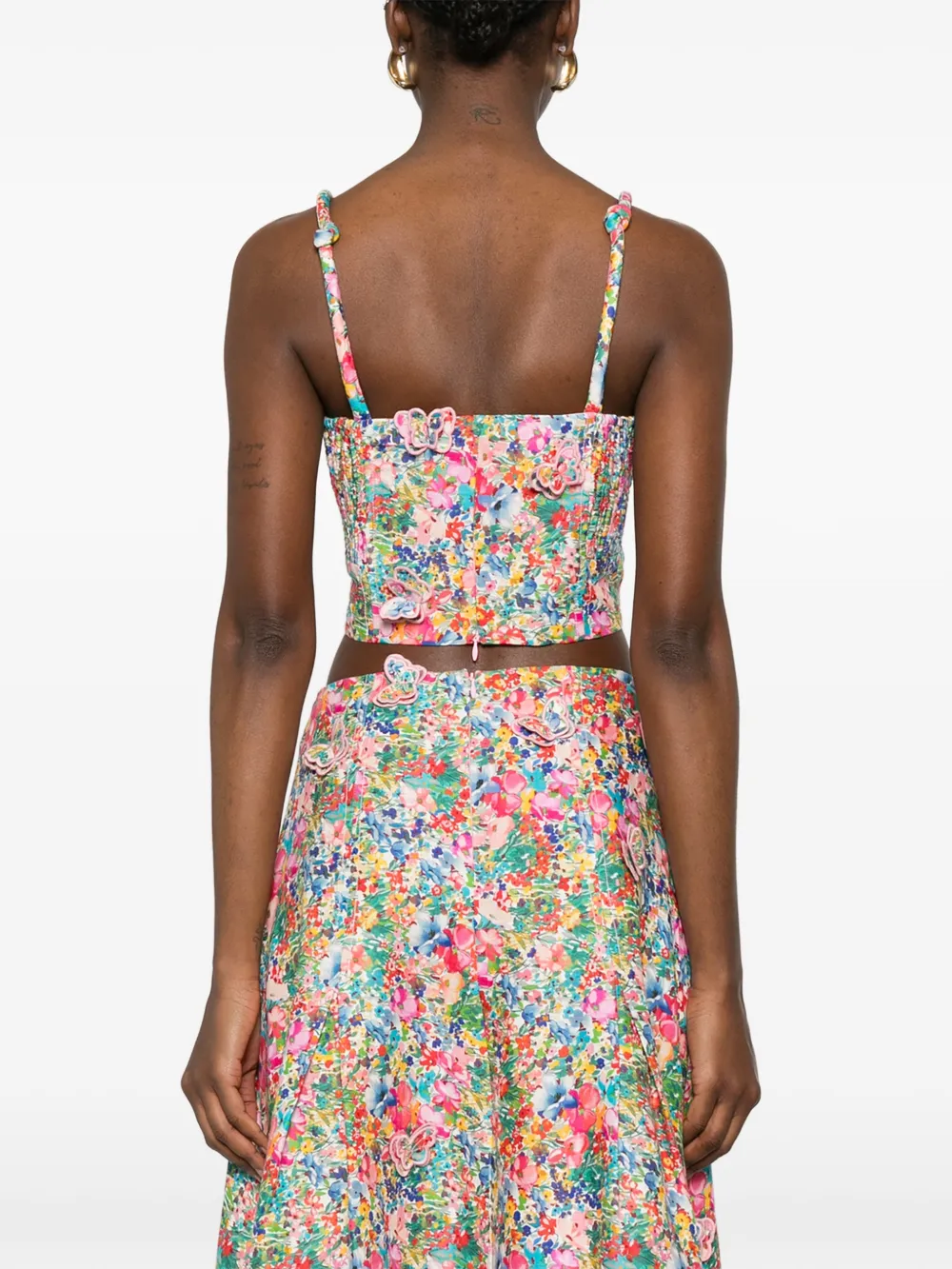 FARM Rio Cropped top met vlinder-applicatie Groen