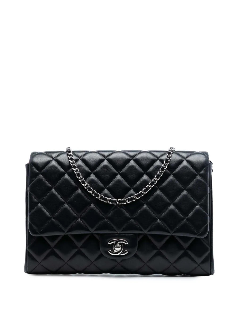 CHANEL Pre-Owned 2012-2013 Quilted Lambskin Flap Clutch with Chain shoulder bag - Nero