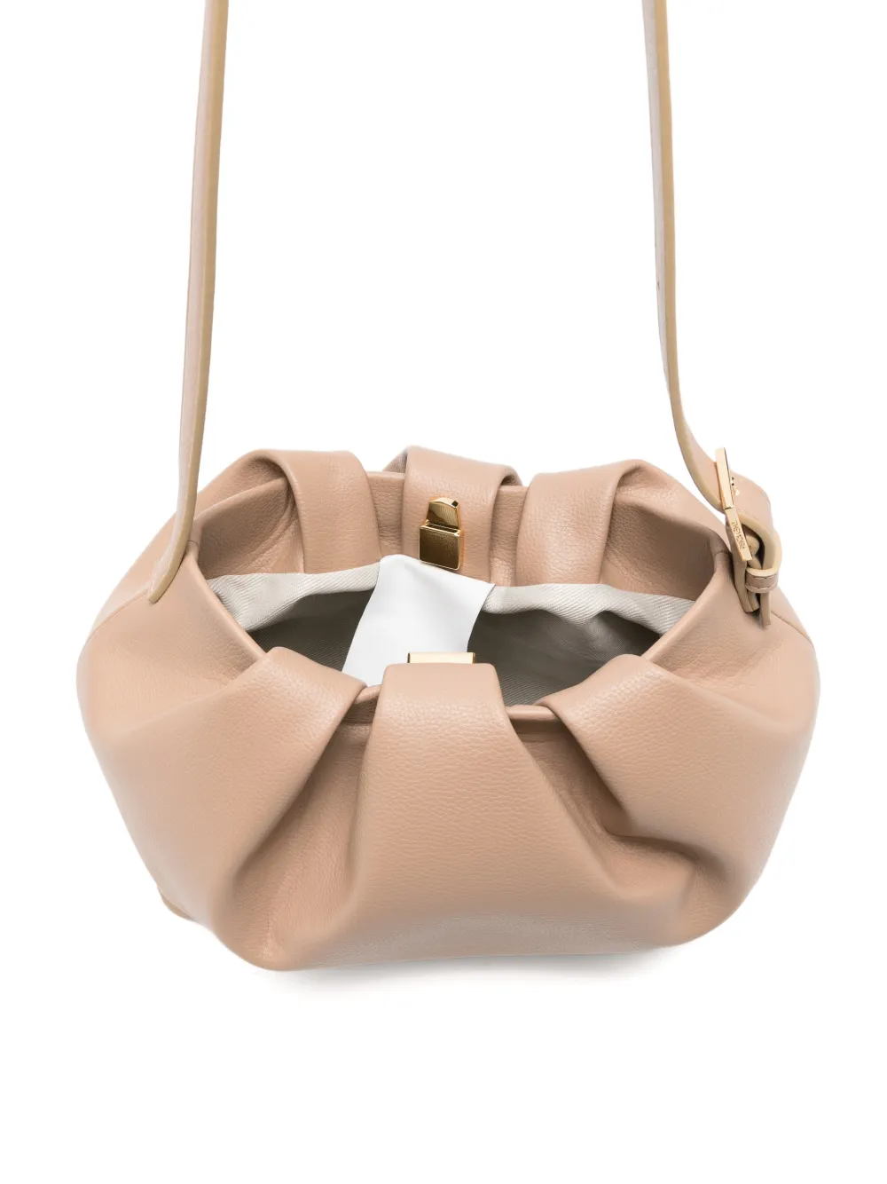 Themoirè Athena crossbodytas met ruches Beige