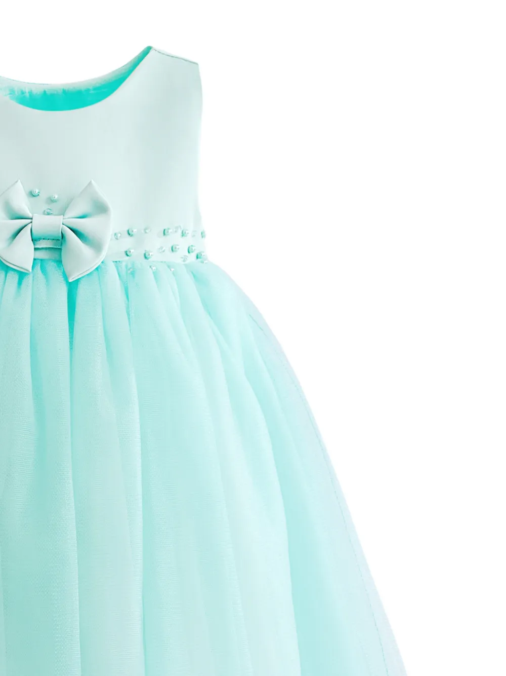 Tulleen Ovarelle avondjurk met strikdetail Blauw