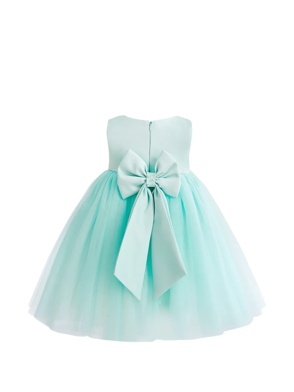 Tulleen Ovarelle avondjurk met strikdetail Blauw