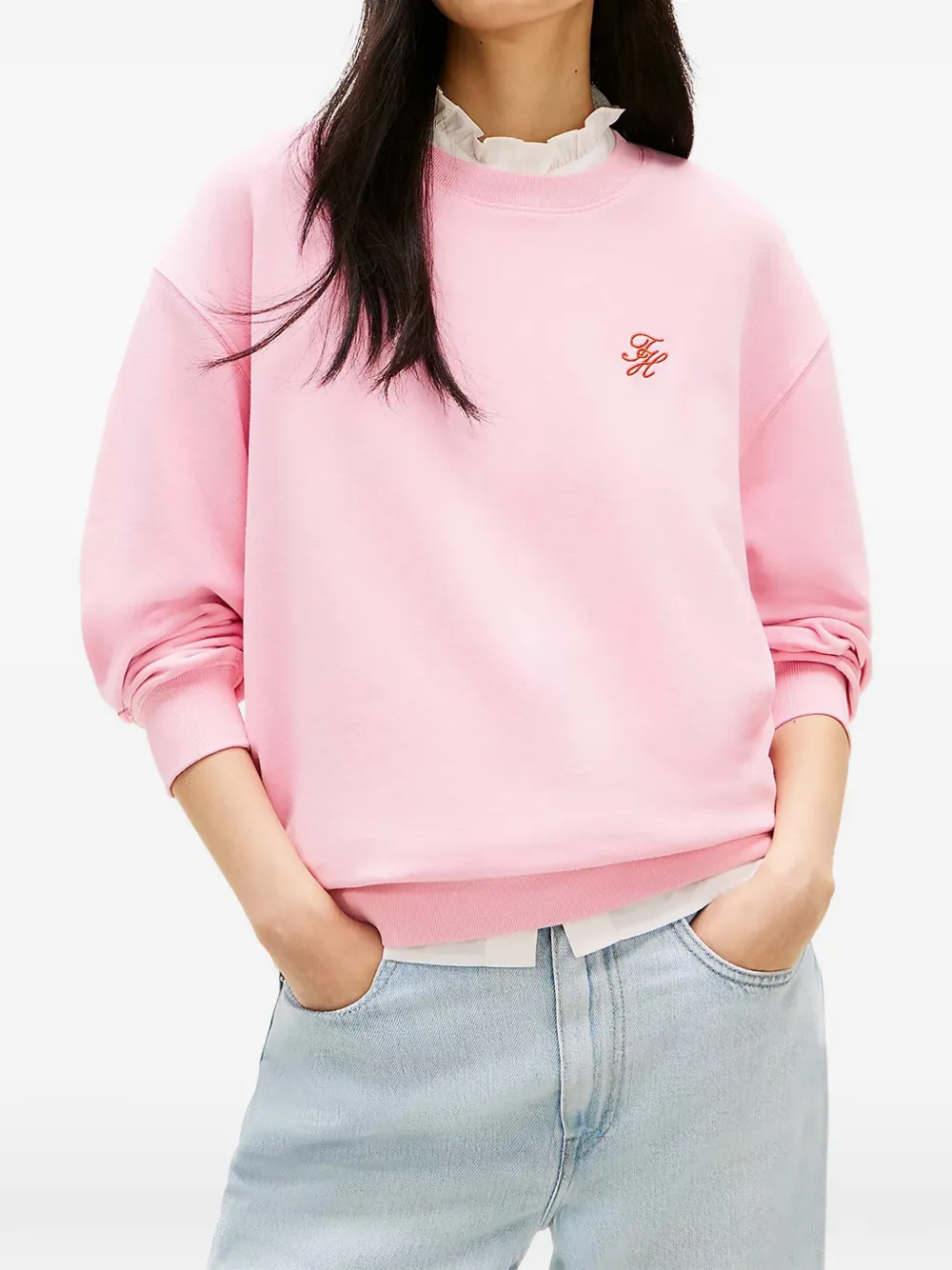 Tommy Hilfiger Sweater met geborduurd logo Roze