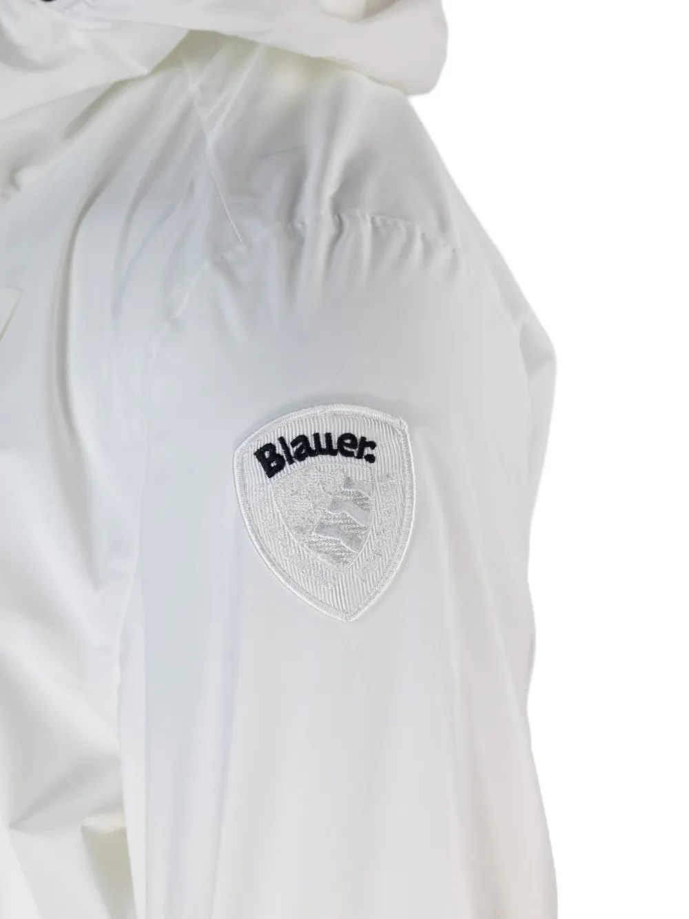 Blauer Farrin jack met capuchon en rits Wit