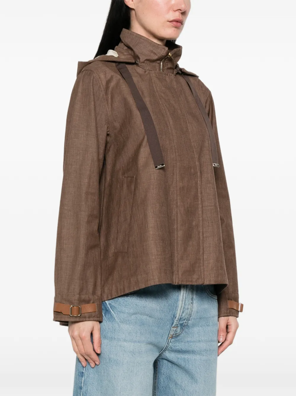 Herno Jack met capuchon en gespbandje Bruin
