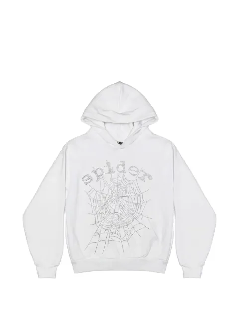 SP5DER hoodie con logo de detalles strass