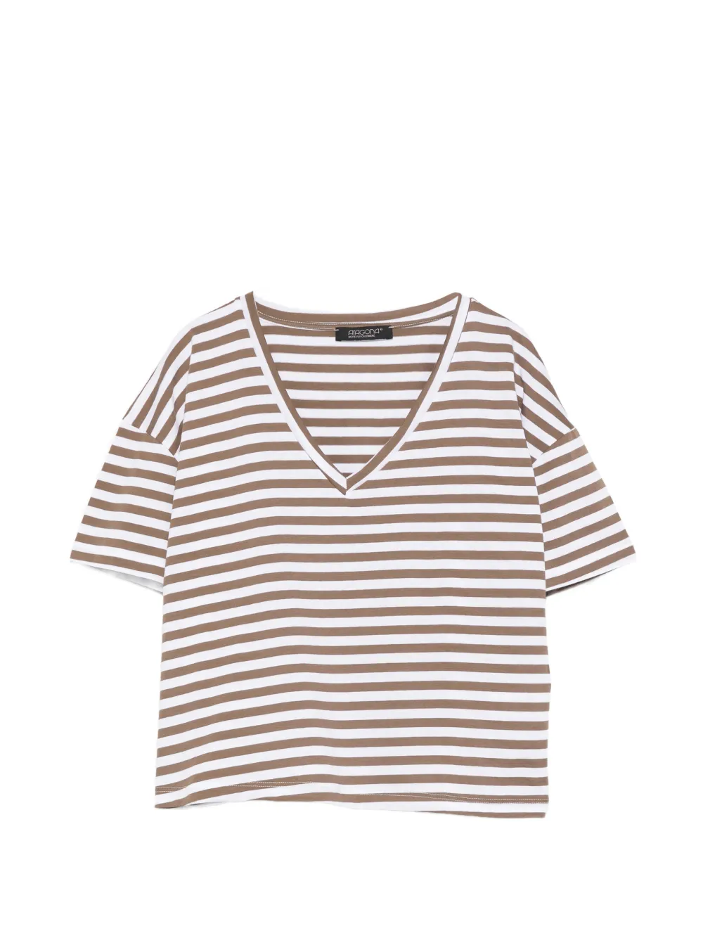 striped V-neck T-shirt