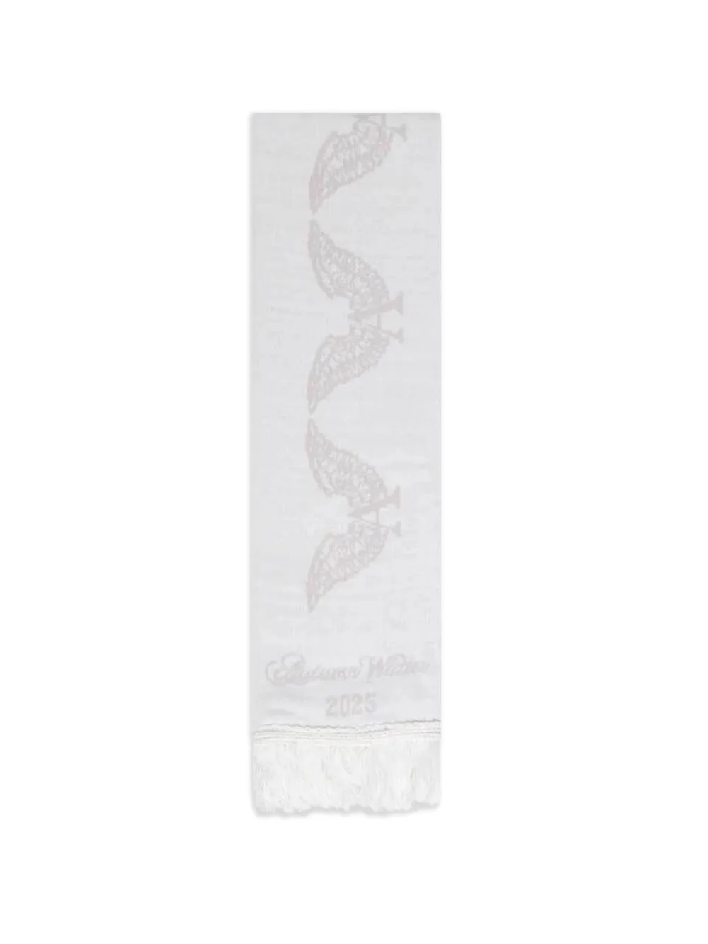 ALEXANDER DIGENOVA tonal white fringed scarf - Bianco