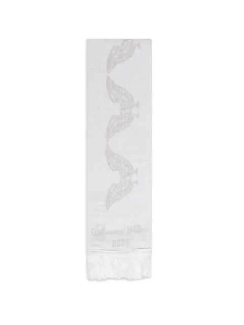 ALEXANDER DIGENOVA tonal white fringed scarf