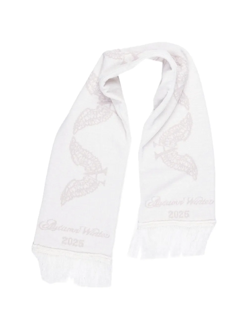  Alexander Digenova Tonal White Fringed Scarf 