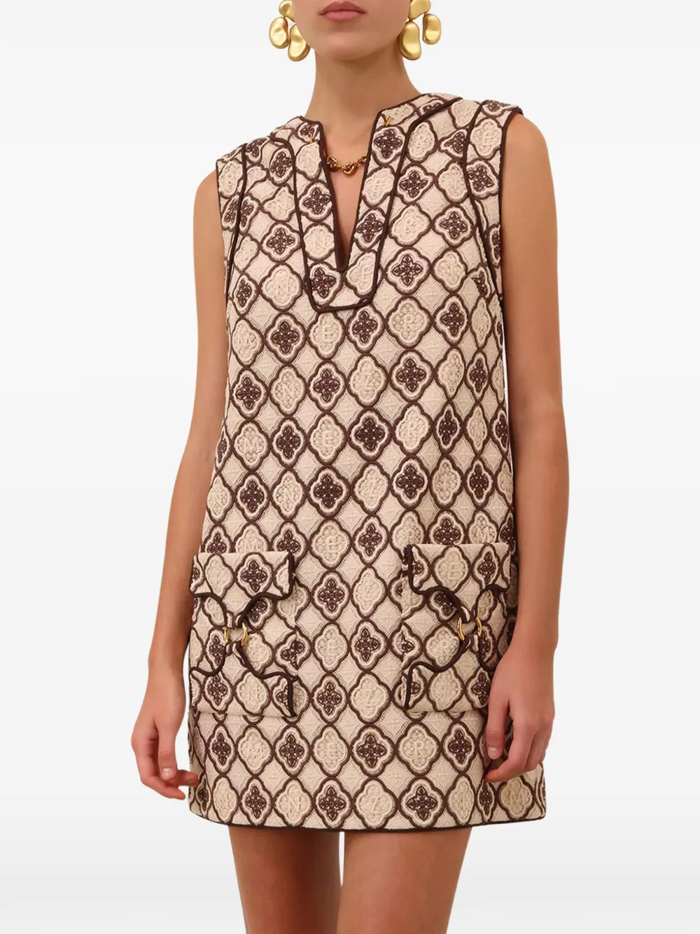 ZIMMERMANN Luna guipure mini-shiftjurk Beige