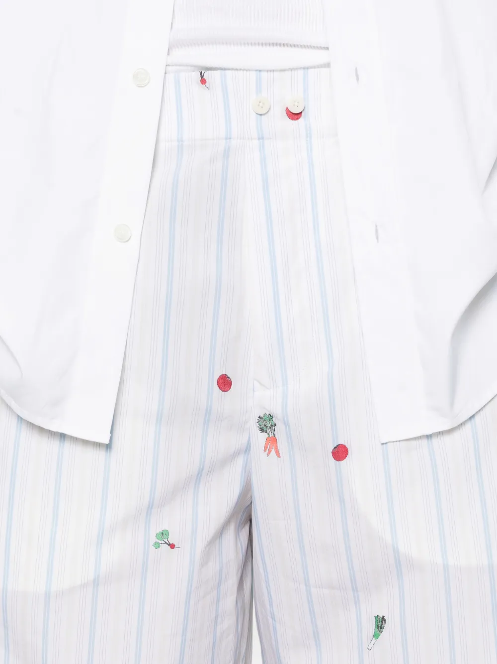 Jacquemus The Caleçon gestreepte shorts met borduurwerk Wit