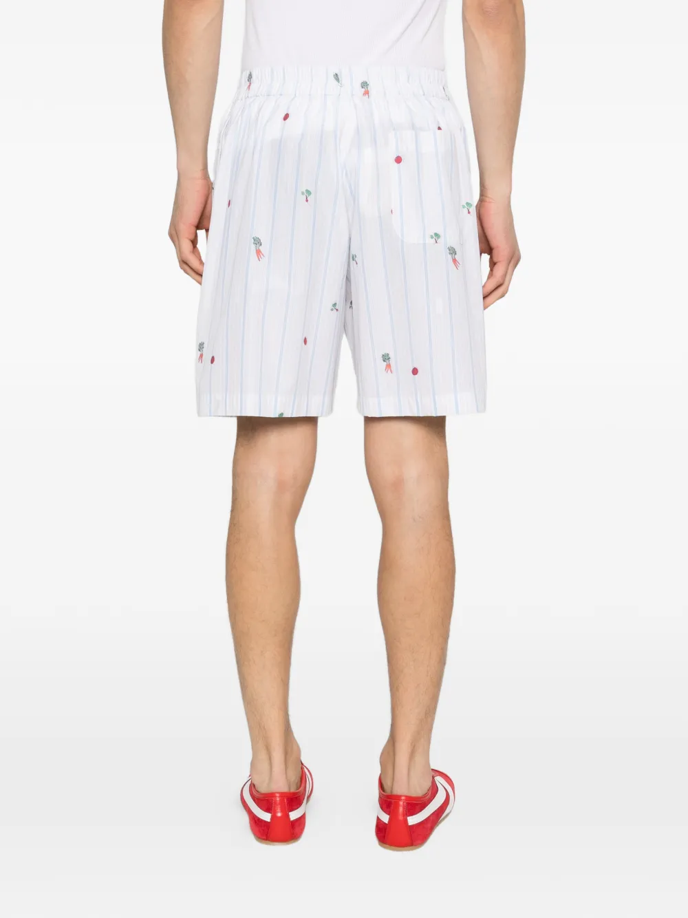 Jacquemus The Caleçon gestreepte shorts met borduurwerk Wit