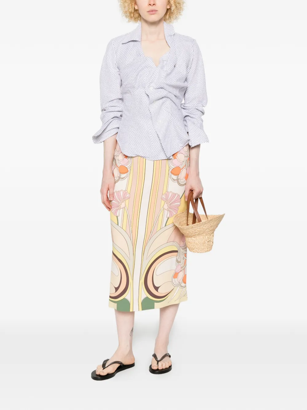 La DoubleJ Midi-jurk met bloemenprint Beige