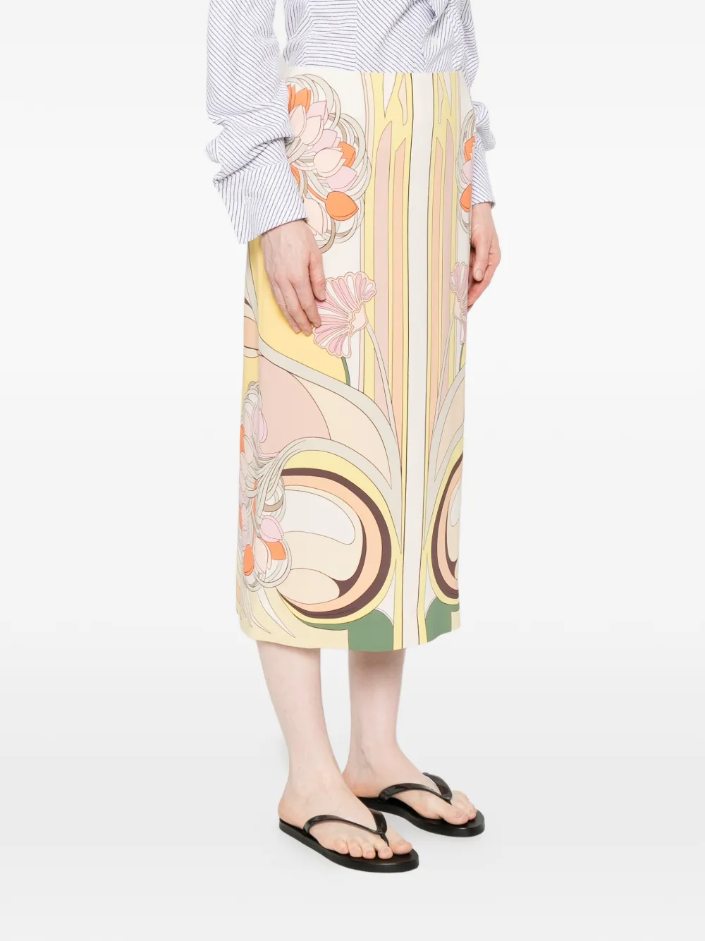 La DoubleJ Midi-jurk met bloemenprint Beige