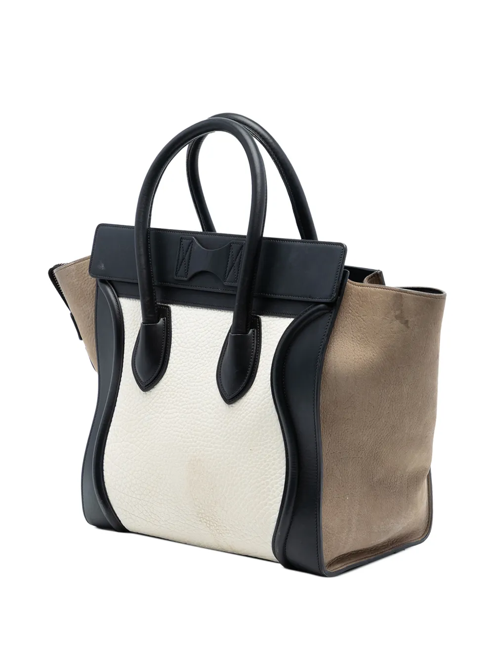 2015 Mini Tricolor Leather Luggage Tote Bag