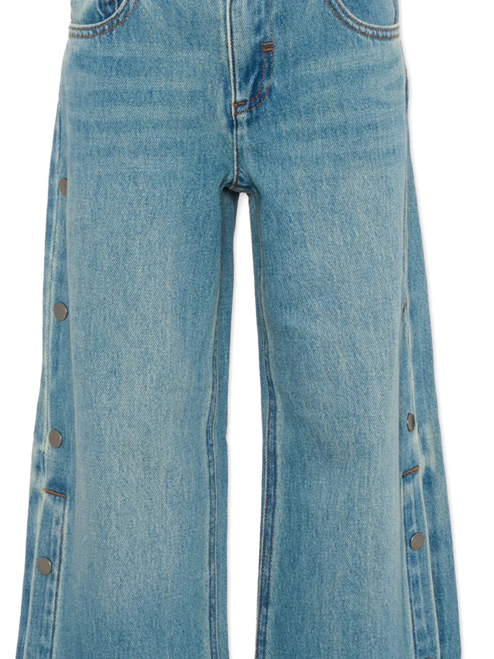 Stella McCartney Kids Jeans met wijde pijpen en knopen Blauw