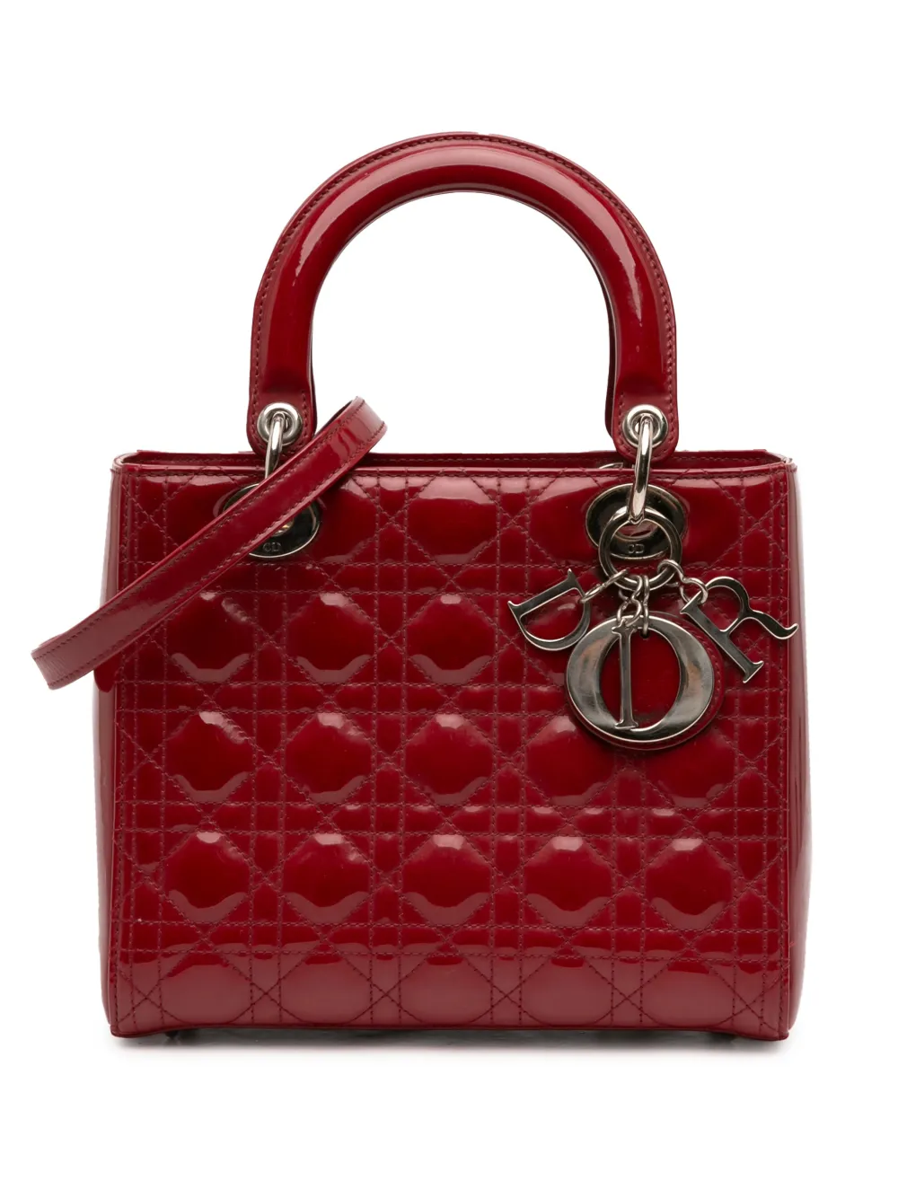 Christian Dior Pre-Owned 2014 Medium Patent Cannage Lady Dior satchel - Rosso