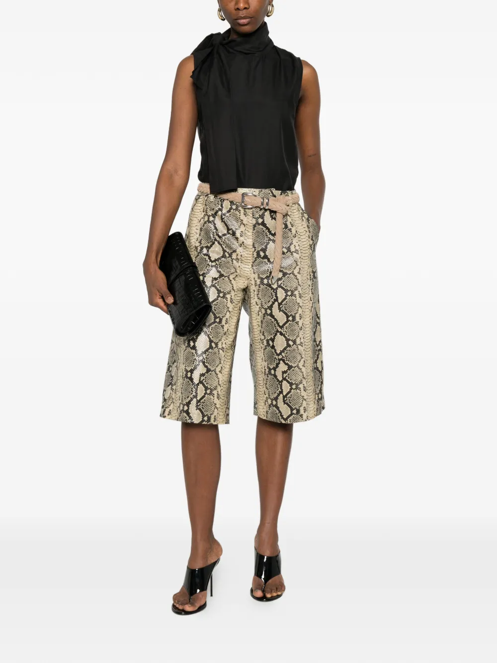  Gestuz Gzallis Snakeskin-print Shorts - Neutrals 