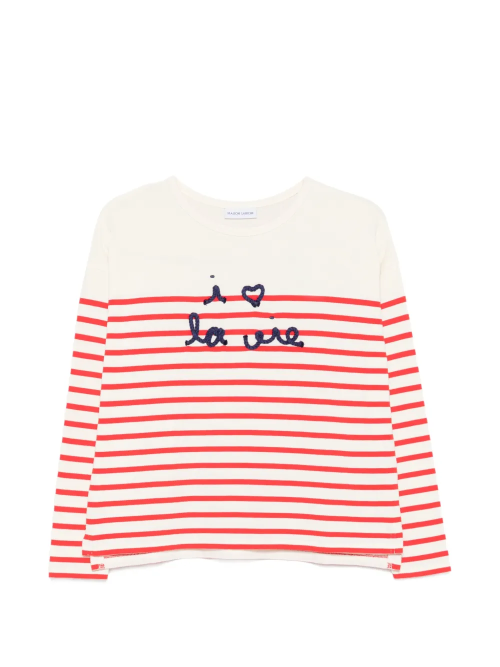 Maison Labiche I Love La Vie embroidered cotton top - Toni neutri