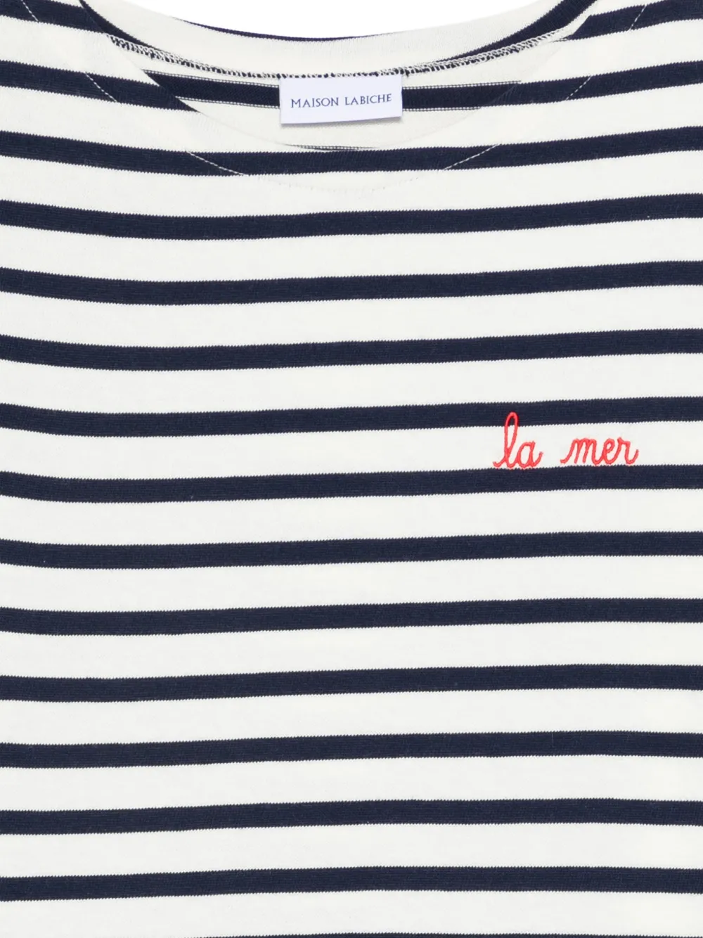  Maison Labiche Striped Embroidered T-shirt - White 
