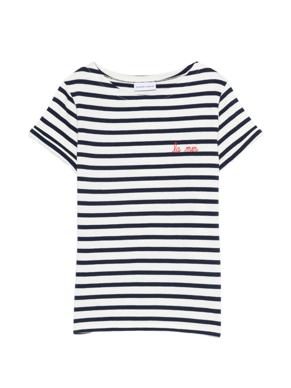 Maison Labiche Striped Embroidered T-shirt In White