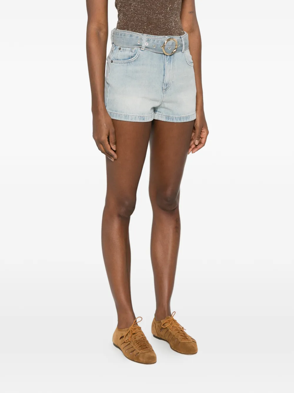 TWINSET Denim shorts met ceintuur Blauw
