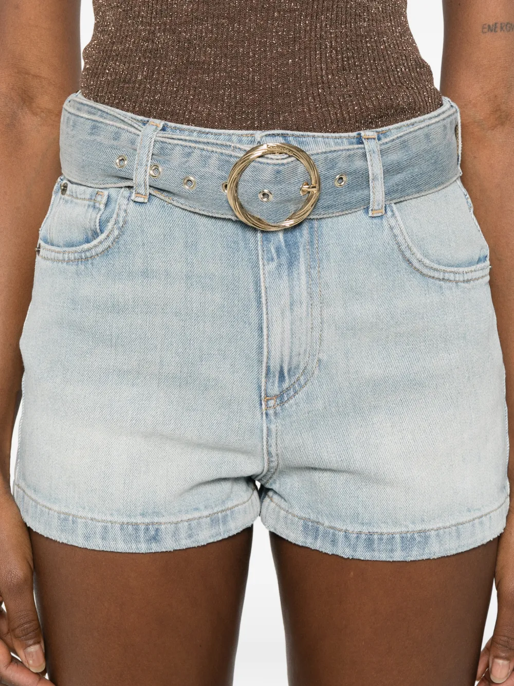 TWINSET Denim shorts met ceintuur Blauw