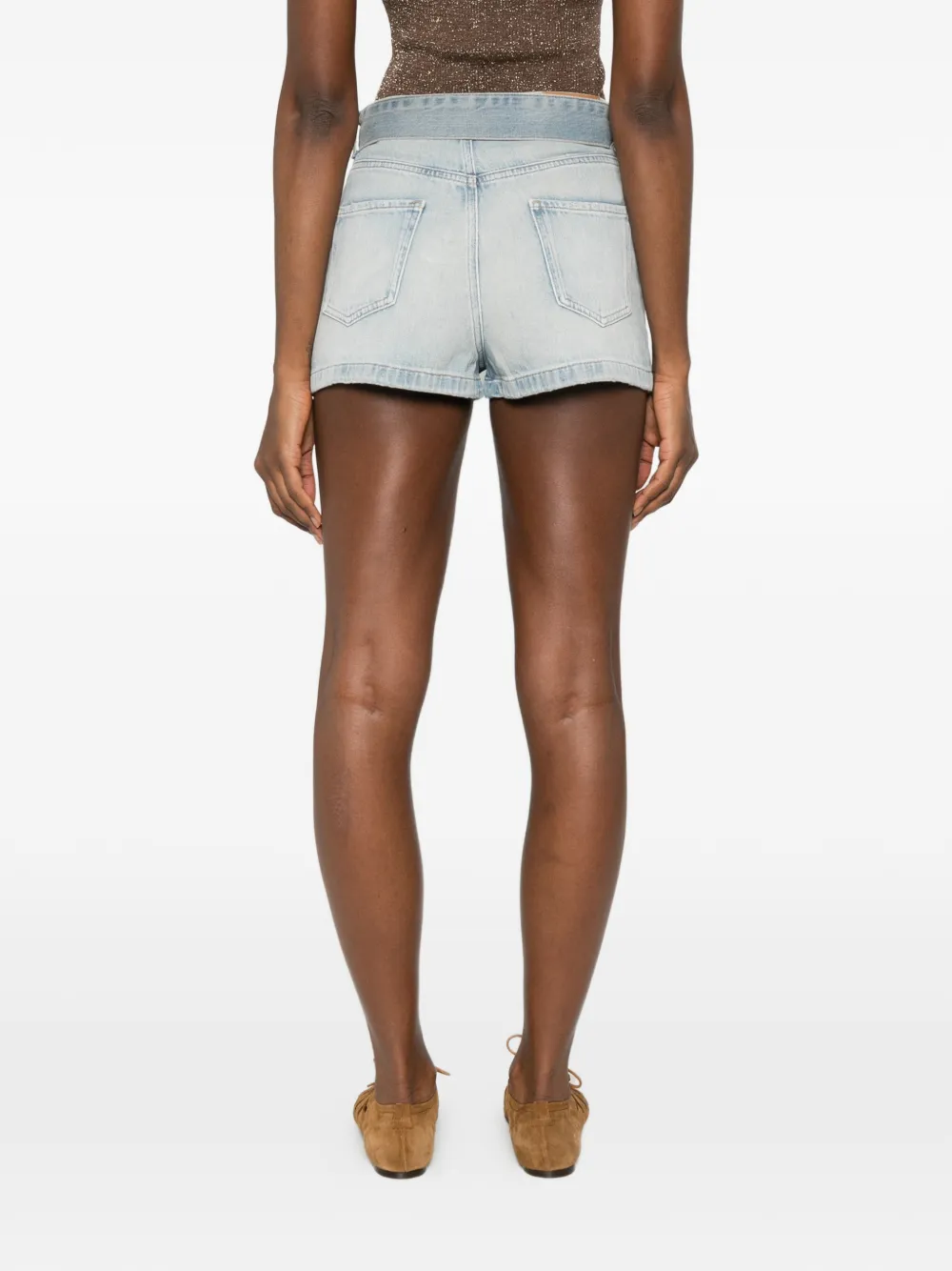TWINSET Denim shorts met ceintuur Blauw