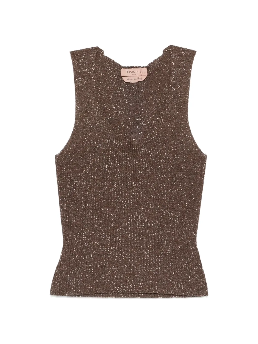 TWINSET lurex top - Marrone