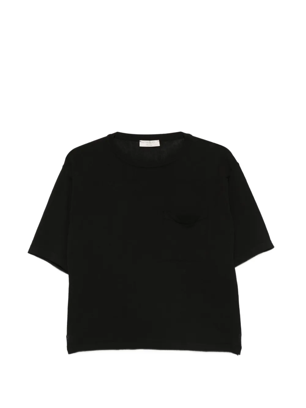 Intrecci pocket detail T-shirt - Schwarz