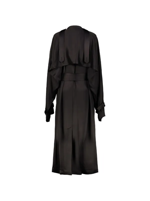 TOTEME Satin Trenchcoat | Black | FARFETCH ID